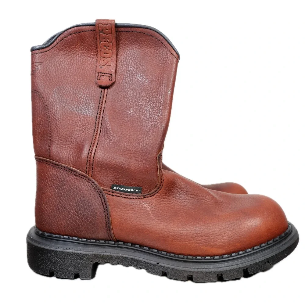 Red Wing Pecos DynaForce Work Boots Mens 9 D Brown Leather Pull On 1149 USA EH